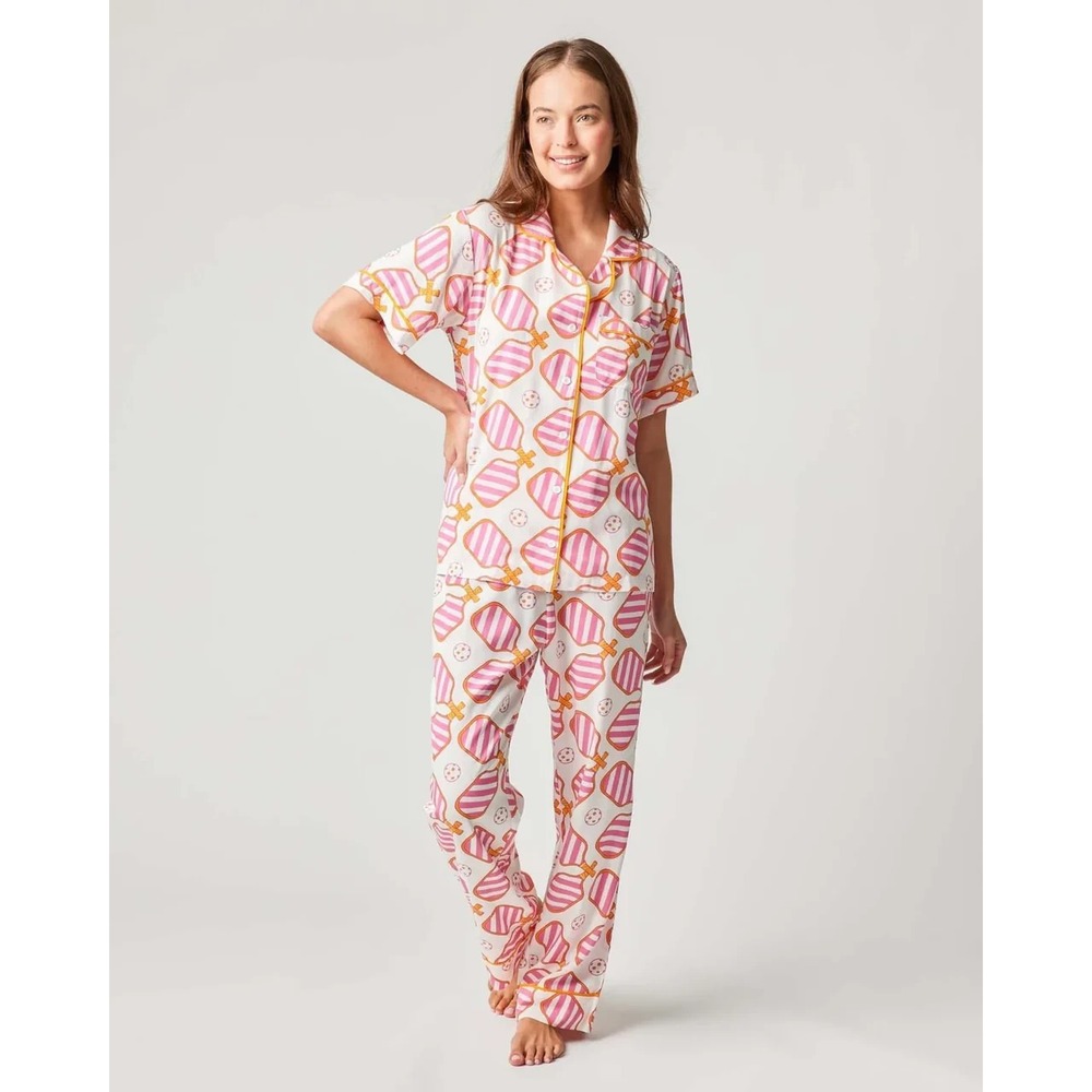 Katie Kime Pajama Set 3XL Pink Pickleball Novelty Woven NWOT 2 Piece